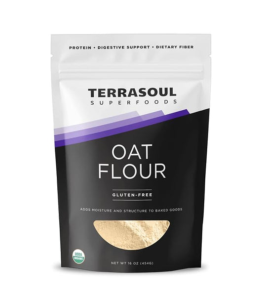 Terrasoul Superfoods Organic Oat Flour, 16oz | Finely Ground | Gluten-Free | Ideal for baking