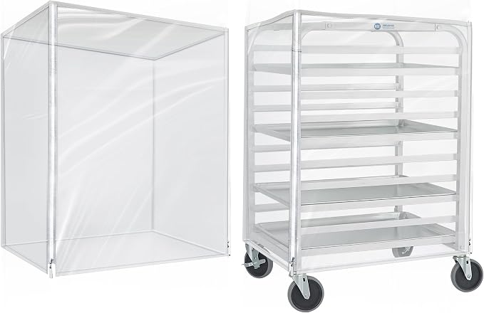 BIEAMA Bun Rack Cover – 10 Tier Commercial Bakers Racks Sheet Pan Rack Cover PVC with 2 Sided Zippers, Clear 27" L x 21" W x 33" H