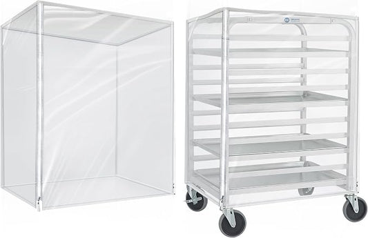BIEAMA Bun Rack Cover – 10 Tier Commercial Bakers Racks Sheet Pan Rack Cover PVC with 2 Sided Zippers, Clear 27" L x 21" W x 33" H