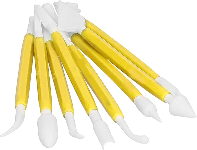 8PCS Carving Knife Baking Craft Tool Fondant Sculpting Tool Plastic Cake Decorating Pens Cake Decorating Kit Cutting Blade Pick Tool Cake Pastry Carving Cutter for Bakery (Yellow OPP bag)