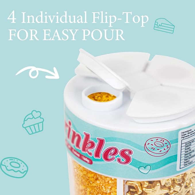 Edible Gold Pearl Sprinkles for Cake Decorating, 160g/5.64oz, Gold Sugar Sanding and Star Sprinkles for Cupcake, Cookie, Baking Cake Decorations, Holiday, Wedding Party, Valentine's Day Supplies