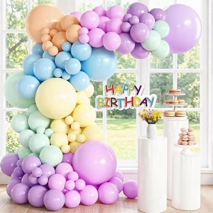 126Pcs Back to School Pastel Rainbow Balloons Arch Garland Kit, 18/10/5 Inch Macaron Pastel Spring Balloon Arch for Mother‘s Day, Unicorn Birthday Party,Baby Shower,Wedding Decoration