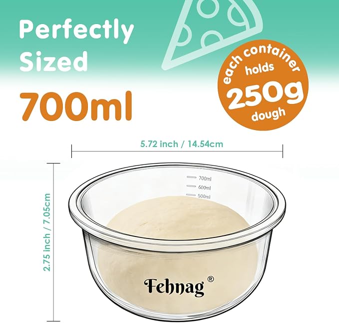 3Pcs Stackable Silicone Pizza Dough Proofing Proving Containers with Lids,Pizza Dough Proofing Box 700ml For Home Kitchen | Make 12" Pizzas (Grey)