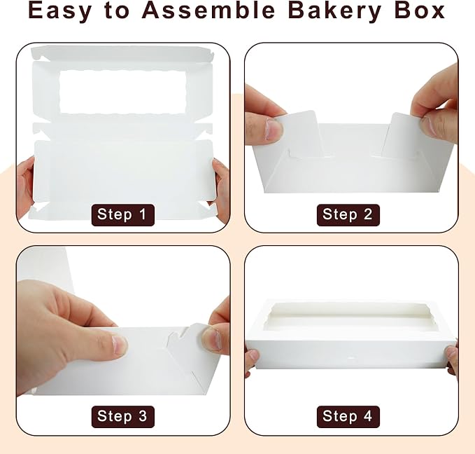50pcs 8x5x2 Inch Cookie Boxes Bakery Boxes with window Chocolate Covered Strawberries Box Treat Box for Macaroon Dessert Pastry Muffins-White