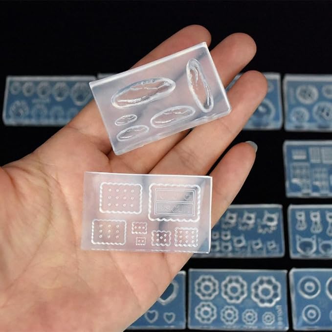 CoolDIY Multipurpose Mini Silicone Mould Set: Bread, Chocolate, Croissants, Multiple Designs - Perfect for Clay Crafts, Nail Art Decor (5Pcs Group2)