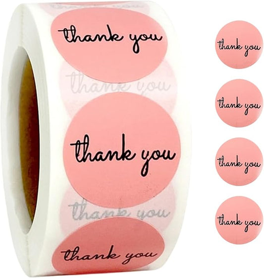 BLESS-VAST 500 PCS Thank You Stickers for Small Business - 1 Inch Pink Envelope Seal 10 Designs Vibrant Colors Decals for Baking Packaging Gift Bags Wraps Crafts (Pink)