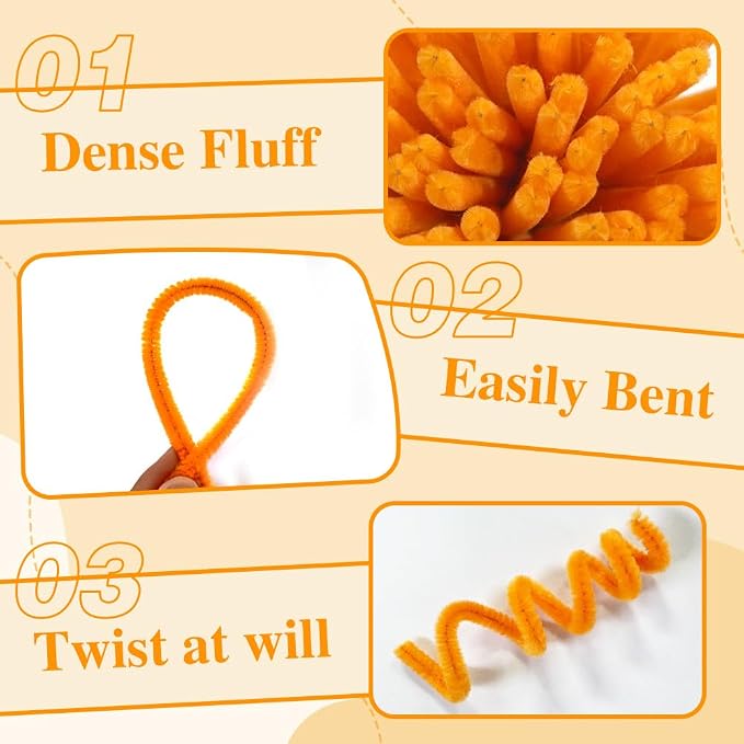 AHAMETON 620Pcs Sunflower Pipe Cleaner Flower Kit, 6 Colors Bulk Pipe Cleaners Craft Supplies with Wires, Stamens, Ribbon, Tape, Card, DIY Flower Making for Gifts Party Home Decoration, School Crafts