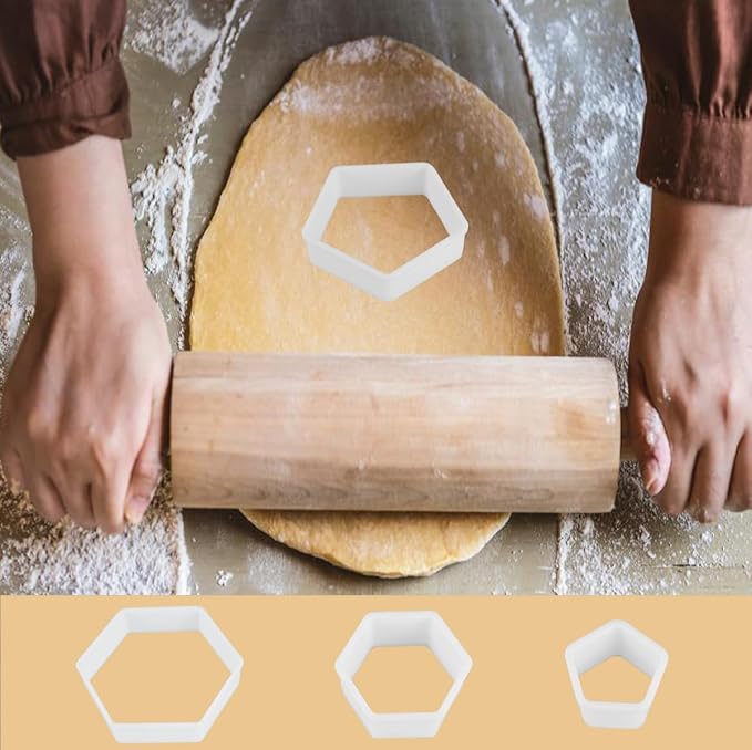 8 Pcs Soccer Ball Hexagon Cookie Cutter - 4 Sizes Soccer Cookie CutterPattern Cake Topper Soccer Cookie Cutter Set for Baking Cake Decorations