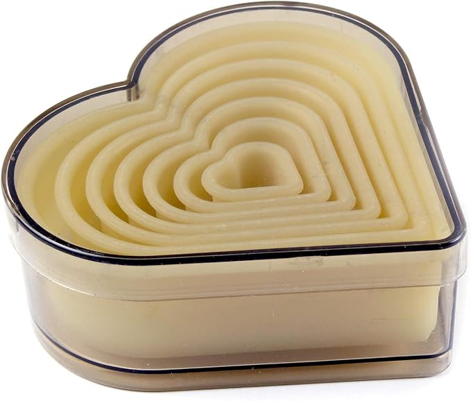 O'Creme Heart-Shaped Heat-Resistant Plastic Cutter in Seven Sizes, One of Each