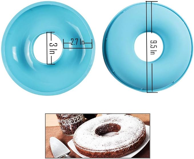 Webake Jumbo Silicone Donut Cake Pan Non-Stick Bagel Cake Mold 10 inch Set of 2 Halves Baking Molds