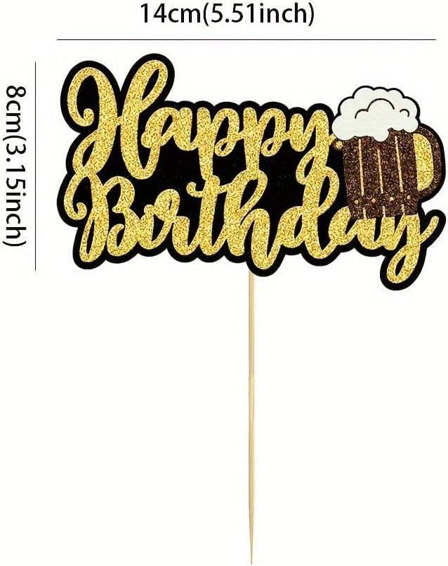 FBQ Glitter Beer Mug Cake Toppers DIY Cake Decoration Beers Festival Themed Celebrating Birthday Party Supplies