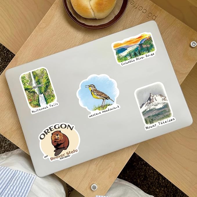 Oregon Travel Stickers |58Pcs Oregon OR Waterproof Vinyl Decals | Removable Resuable Sun-proof Peel and Stick for Water Bottles Laptop Luggage Cup Computer Mobile Phone Skateboard Decoration