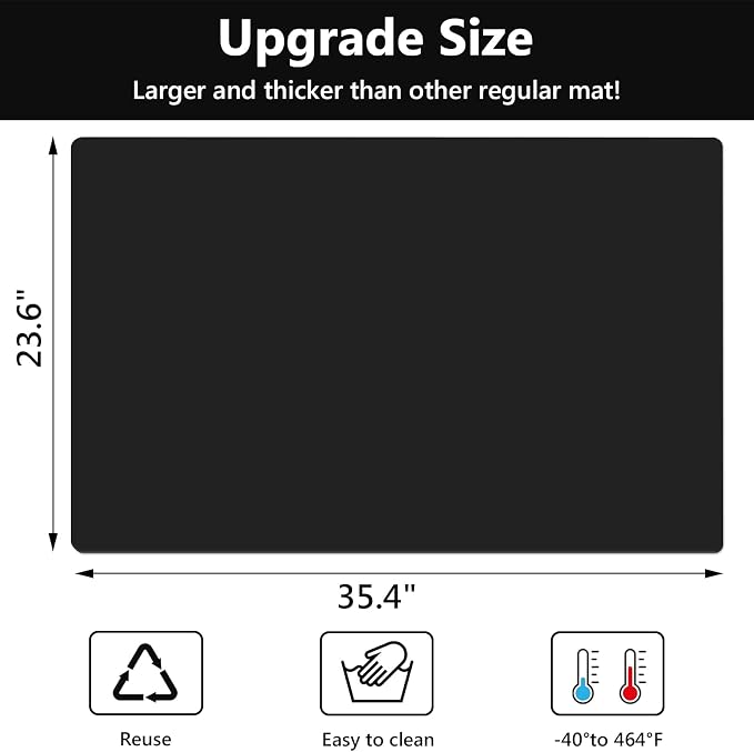 Gartful Black Silicone Mat for Crafts, 35.4 x 23.6 x 0.06 inches Silicone Craft Mat, Extra Large Silicone Sheet Thick Pad for Jewelry Casting Resin Molds, Painting, Counter Table, Placemat, Non-Slip