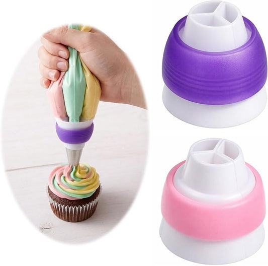 2 Pack Plastic Standard Couplers Cake Decorating Pipe Tip, Piping Bag Couplers Adapter Swirl Twist for Icing Frosting Tips Russian Flower Mouth Nozzles, Baking Supplies, Cupcake Decorating Kit