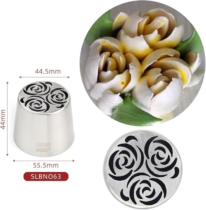 3 Pieces Stainless Steel XXL Russian Icing Nozzle Kit with 1 Leaf Tip & 1 Clean Brush,Cake Decorating Frosting Piping Tip,Pastry Baking Tools