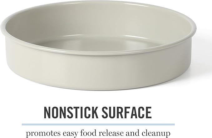 Martha Stewart Gallen 8 Inch Round Nonstick Carbon Steel Cake and Bake Pan – Cool Grey, Durable Bakeware for Even Baking and Easy Release