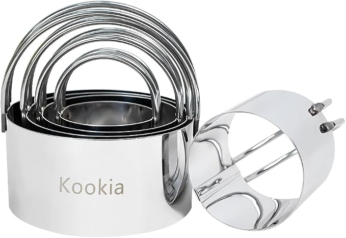 Stainless Steel Biscuit and Cookie Cutters with Handle - 5-Piece Set(1.75"~3.25"), for Professional Baking and Home Kitchen