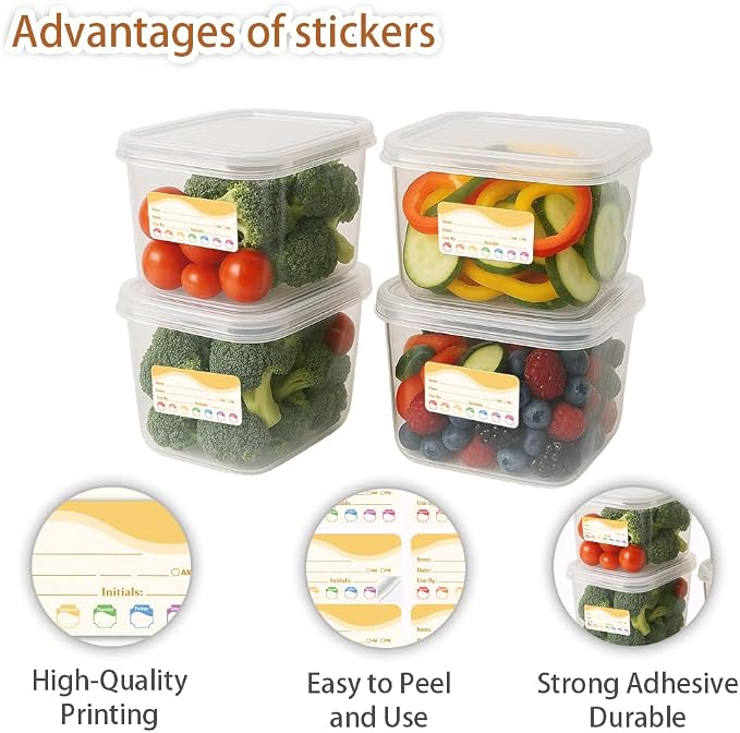 160 Pcs Date Label Stickers, Warm Color Removable Labels Food Safety Date Sticker Self-Adhesive Practical Stickers for Bottle Refrigerator Container
