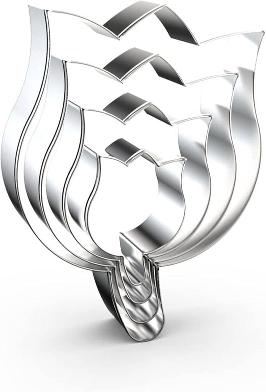 Tulip Flower Cookie Cutter Set Large - 5", 4", 3", 2" - 4 Piece - Stainless Steel
