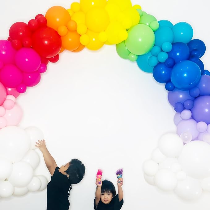 Voircoloria 134pcs Rainbow Balloon Arch Kit Different Sizes 18" 12" 10" 5" Assorted Color Latex Balloon Garland Arch Kit for Birthday Baby Shower Graduation Wedding Gender Reveal Party Decorations