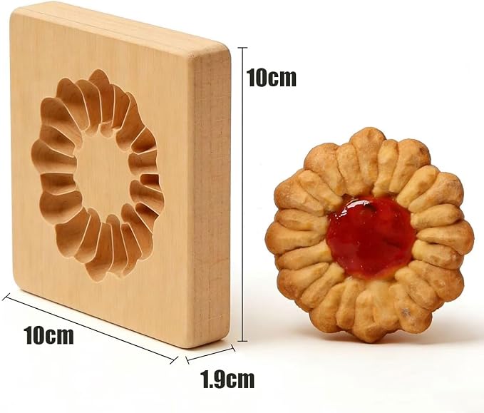 Carved Wooden Gingerbread Cookie Mold,3D Wooden Baking Mold Cookie Biscuit Press Stamp Molds,Cookie Cutter,Cookie Stamp,DIY Biscuit Stamp Mould for Halloween Thanksgiving Christmas,Shape A 10*10*1.9cm