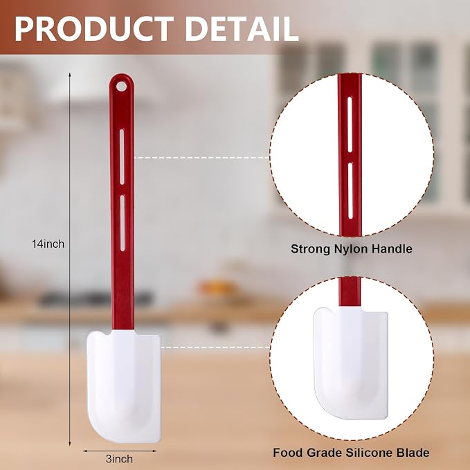 Norme 8 Pcs High Temp Silicone Spatulas Heat Resistant Rubber Spatula Commercial Silicone Scraper with Handle for Kitchen Cook Baking Mixing Utensil, Dishwasher Safe (14 Inch)
