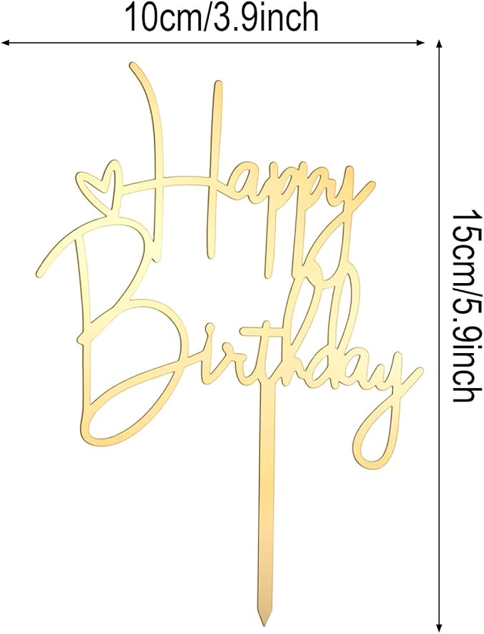 2pcs Happy Birthday Cake Toppers Glod Happy Birthday Cake Decorations Birthdays Decorations Birthdays Cakes Supplies for Celebrating Anniversary Party