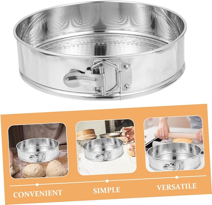 ABOOFAN 9-inch Stainless Steel Springform Cake Pan, Locking Latch Nonstick Cheesecake Mold for Home Baking, Leakproof round Baking Tin with Removable Base, Kitchen Bakeware for DIY Cakes