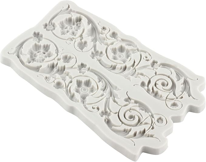 Baroque Style Curlicues Scroll Lace Fondant Silicone Mold Filigree Mold For Sugar Cake Decorating Cupcake Topper Gum Paste Polymer Clay