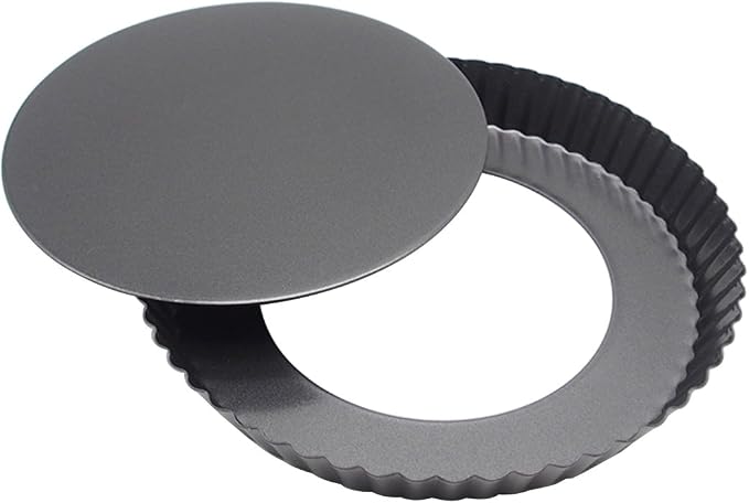 9 Inch Black Classic Round Tart Pan with Removable Bottom – Nonstick & Versatile Bakeware for Quiche, Pies, Cheesecakes, and Holiday Desserts (Wedding, Valentine's Day, Christmas, Birthday)