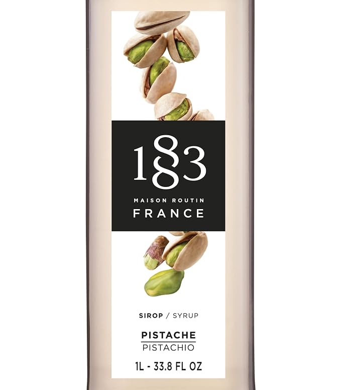1883 Pistachio Syrup for Drinks, Made in France, 1 Liter Plastic Bottle