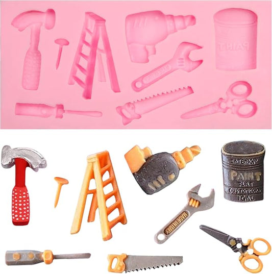 Mini Pliers Construction Tools Cake Decorating Silicone Molds, Hand Hardware Tools Molds for Chocolate Cake Decoration Candy Cupcake Topper Cake Polymer Clay Crafts Epoxy Resin