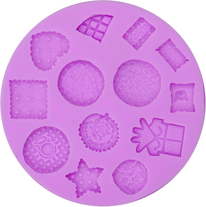 Infovox Cookie Silicone Mold, Mini Biscuit Fondant Molds Set, Dessert molds Multiple Patterns for Cake Decoration Candy Chocolate