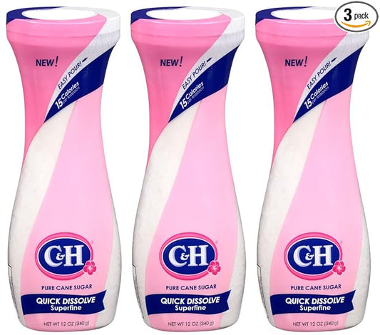 C&H® Superfine Sugar, 12 oz Flip Top Sugar Canisters (Pack of 3)
