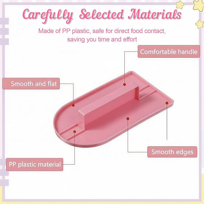 2 Pcs Cake Decoration Icing Smoother, Fondant Smoothing,Plastic Polisher Cake Decorating Tools, Fondant Smoother Set, Icings Scraper Paddle Tool for DIY Cakes (5.7" x 3.1", Pink, White)