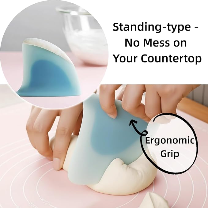 “Shark Fin” Bowl Scraper, Flexible Silicone Dough Scraper | Award-winning Design, Food-grade Silicone, Ergonomic Grip, Stands Upright, Curved Edges, Multipurpose Tool, Dishwasher Safe