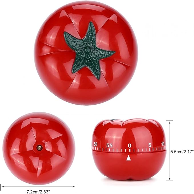 Tomato Shaped Mechanical 60 Minutes Countdown Timer Kitchen Cooking & Baking Helper Count Up Down Magnetic Timer Clock with Alarm Fast Setting(7.2x5.5cm)