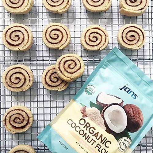 Jans Organic Coconut Flour (1.1 lb, Pack of 3) Certified Organic, Gluten-Free, Keto, Paleo, Vegan Friendly, Multi Purpose Flour Alternative, High Fiber