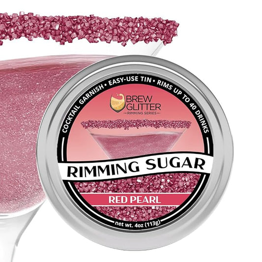 Brew Glitter - Red Rimming Sugar (4oz, 1x Bar Tin) Cocktail Garnish for Mixed Drinks & Refreshments