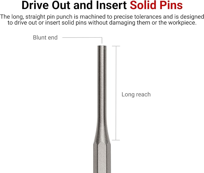 TEKTON 1/4 Inch Pin Punch | 66057 | Made in USA