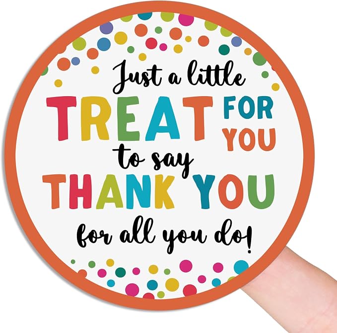 Thank You Treat Stickers 120PCS 1.6 Inch, Teacher Appreciation Labels for Dessert Table, Snack Bags, Employee Nurse Appreciation Gifts, Party Favor Stickers