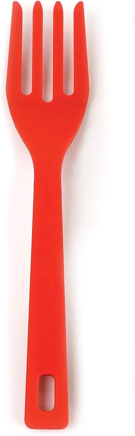 RSVP International Silicone Flexible Fork, Red, 11" | Mixes Ingredients, Mashes Food, Whisks Eggs, & More | Dishwasher Safe & Heat Resistant | Baking, Serving, Mixing Made Easy