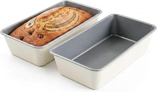9x5 Inch Nonstick Loaf Pan Set of 2, Heavy Duty Carbon Steel Bread Loaf Pans, Oven Safe to 450°F, PTFE & PFOA Free, Easy Release for Banana Bread, Meatloaf, Sourdough, Pound Cake