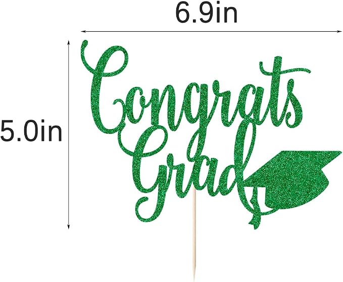 Congrats Grad Cake Topper,2026 Graduation Cake Topper, Congrats Grad Decorations,2026 High School/College/Senior Graduation Party Decorations Supplies. (green)