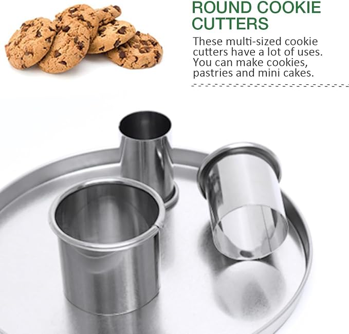 Alimat PluS Cookie Cutter Set, 14 PCS Circle Cookie Cutters, Stainless Steel Cutter Set as Biscuit Cutter, Pastry Cutter and Dount Cutter