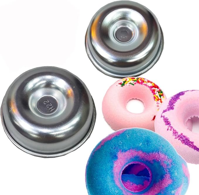 tyoungg 2 Pieces Assorted Size Metal Donut Bath Bath Bomb Molds to Make Unique Cute Homemade or Business Bath Bombs(Donuts)