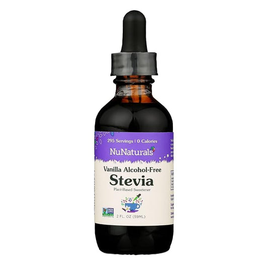 NuNaturals Liquid Stevia, Sugar-Free Sweetener, Plant-Based Sugar Substitute, Zero Calorie, Vanilla Flavor, Alcohol-Free, 2 oz