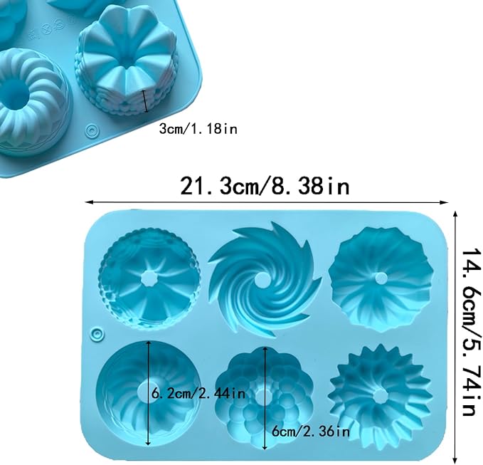 3pcs Silicone Donut Baking Molds,Multicolor Doughnut Pans,6-Cavity Designs Donut Flower And Swirl Shaped,Suitable for Crafting Delectable Desserts