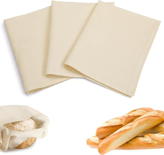 3Pcs Tea Towels for Sourdough Bread Baking - 14"x18" 100% Cotton Reusable Flour Sack Towels, Proofing Cloth Supplies for Baguettes, Loaves, Ciabatta Dough Rising