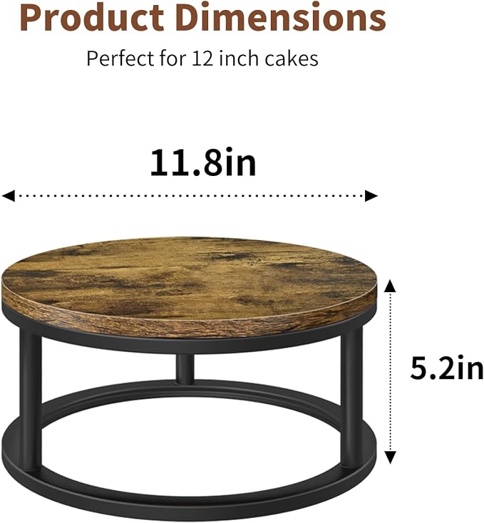 Cake Stand, 12 Inch Round Cupcake Stand Wood Grain Finish Serving Tray Cake Stands for Party Wedding Birthday